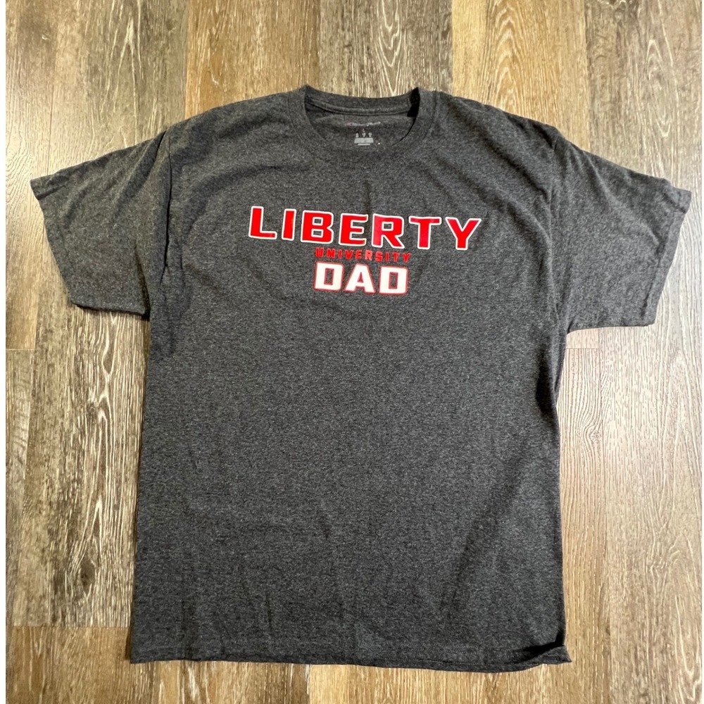 Champion T-Shirt Mens Large Gray Liberty University Dad Short Sleeve Tee